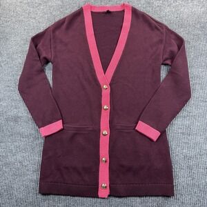 Talbots Cardigan Sweater Womens Small Purple Button‎ Front Pockets Longline EUC